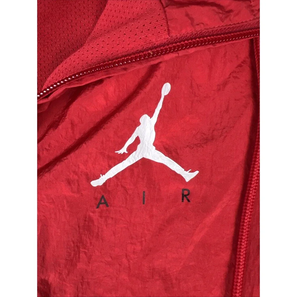 Nike Air Jordan Red & Black Hooded Windbreaker Jacket Size S Nylon Polyester Men